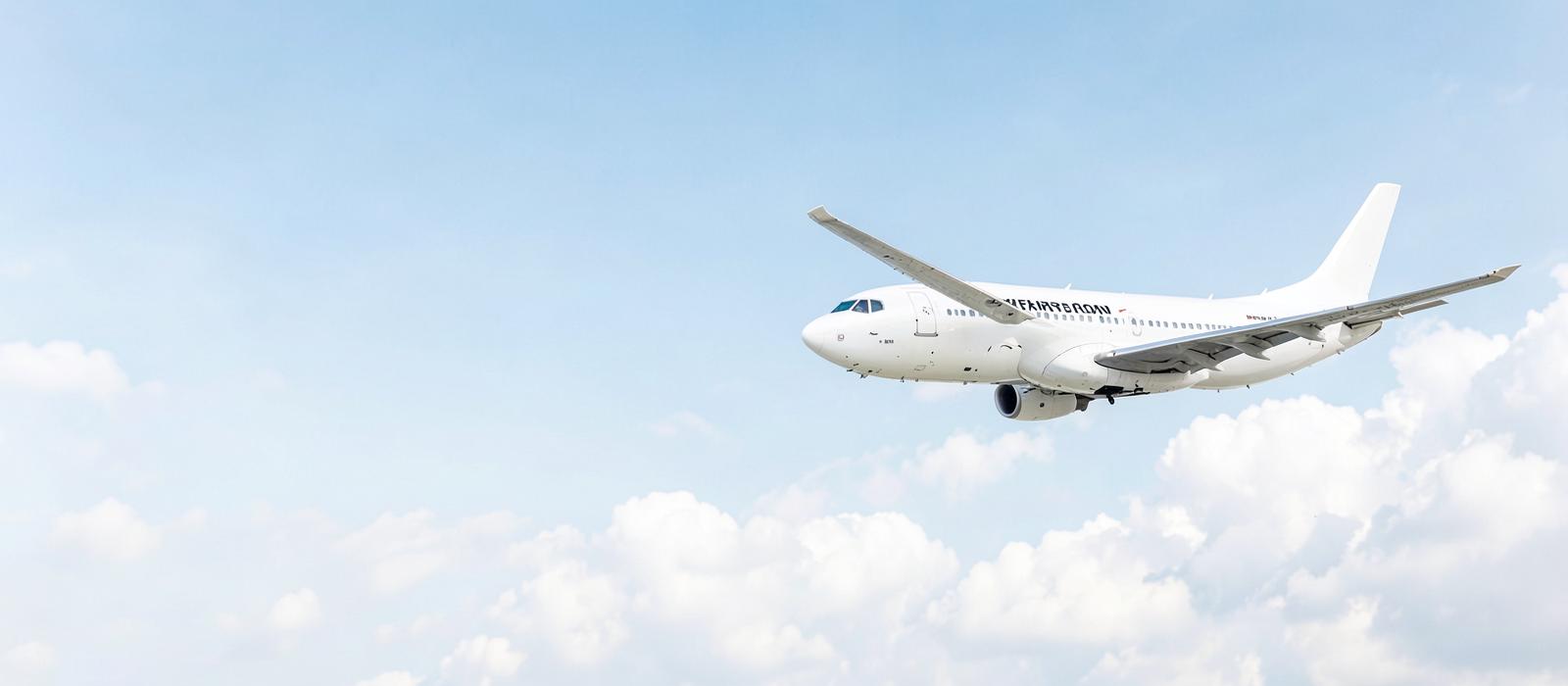 Passenger aircraft flying above the clouds